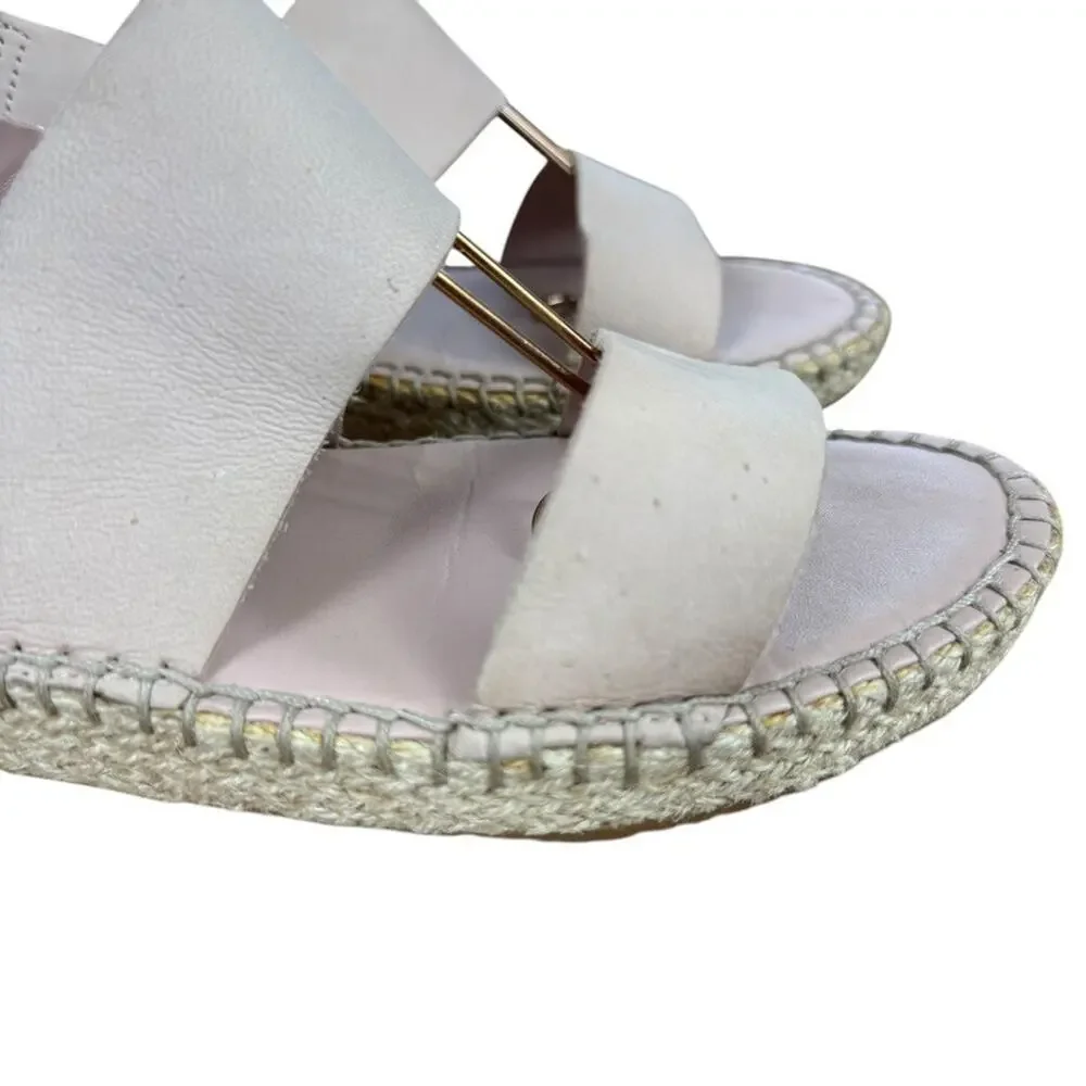 Cole Haan Womens Espadrille Sandals Slingback Pink Shoes Wide Strap Leather 9 B